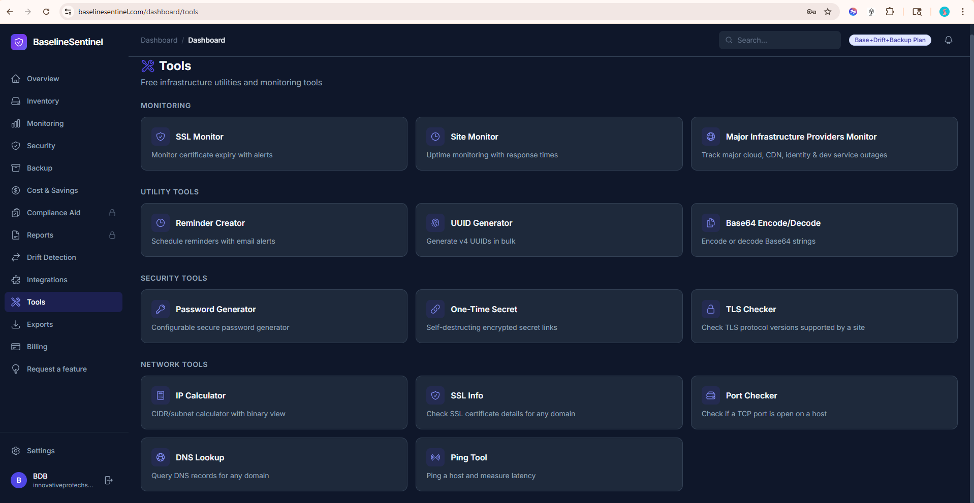 AWS DevOps tools including Terraform export, drift detection, and security scanning